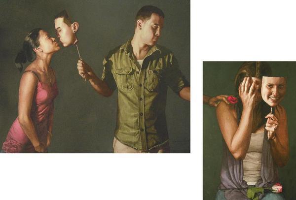 "Me/Her" © Danny Quirk Cele două piese împreună, reprezinta măștile pe care le purtăm la "protejarea" pe noi înșine de iubire.